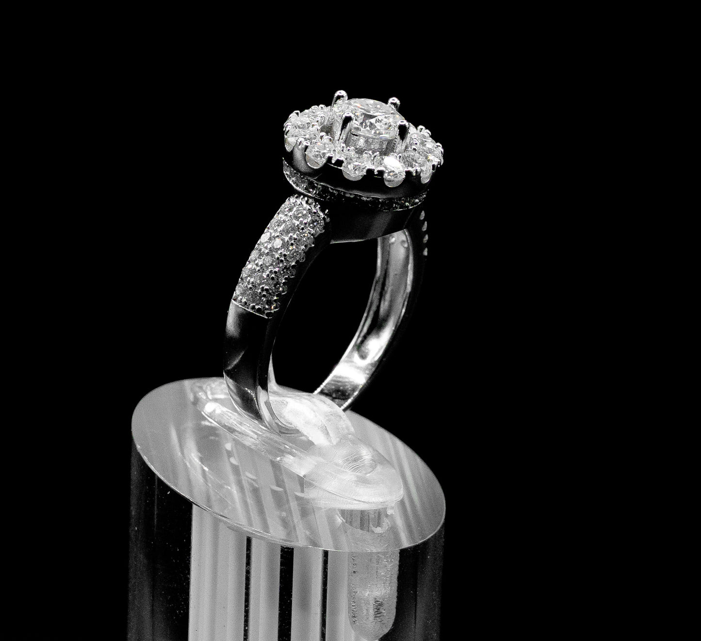 Women’s Moissanite Diamond VVS D Color Round Halo Style Ring | PASS DIAMOND TESTER!!!