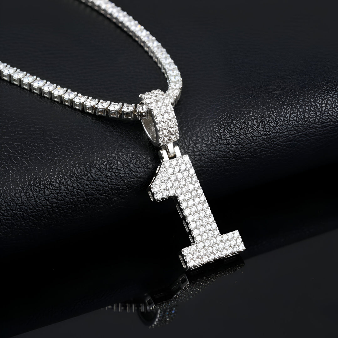 "0-9 " Round Style Numbers Charm with Moissanite Diamond VVS D Color | 925 SILVER | PASS DIAMOND TESTER!!!