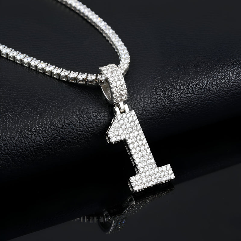 "0-9 " Round Style Numbers Charm with Moissanite Diamond VVS D Color | 925 SILVER | PASS DIAMOND TESTER!!!