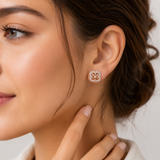 Moissanite Clover Stud Earrings | 1 Carat 925 Sterling Silver | GRA Certified VVS D Color | Black Onyx, Blue & Rose Gold