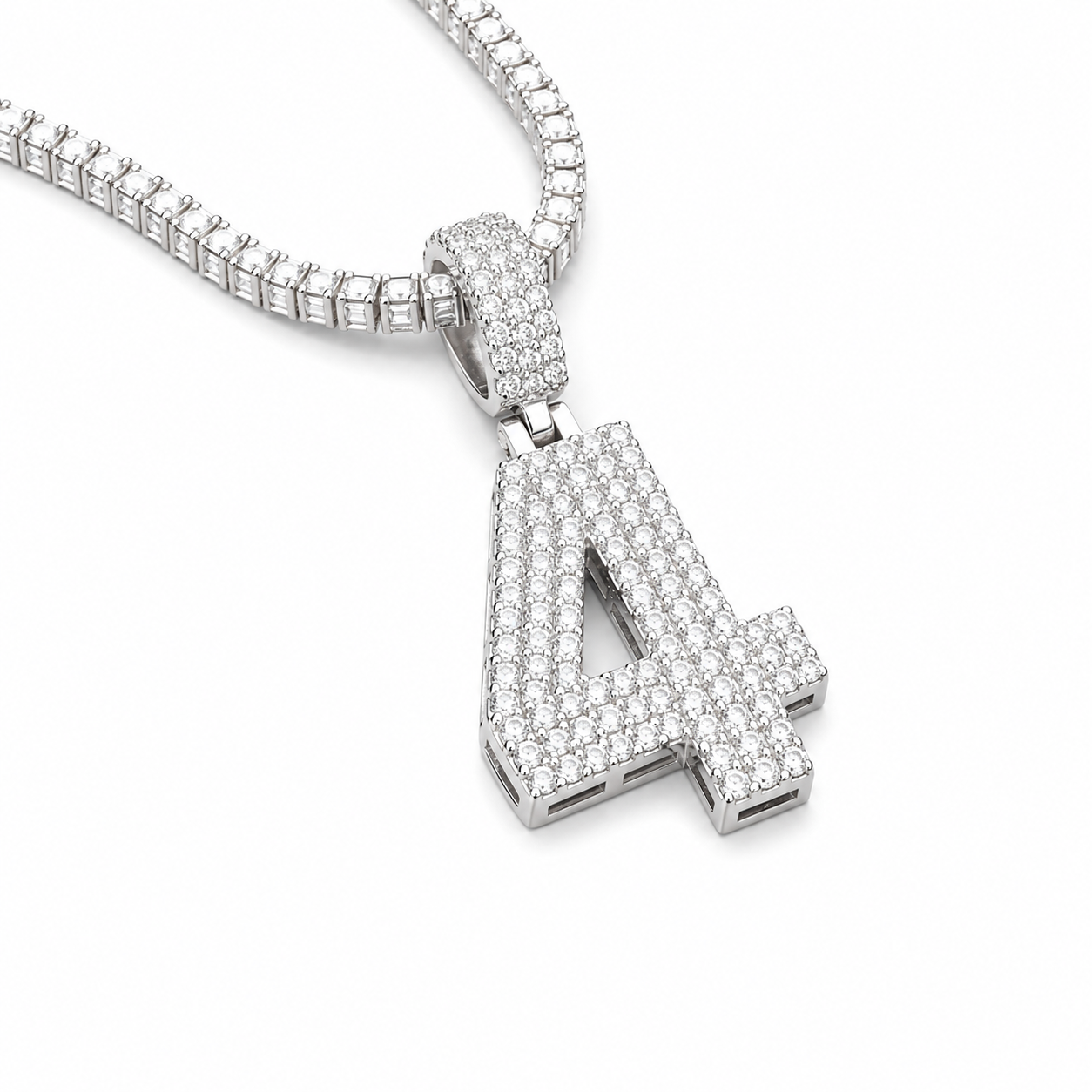 Iced Out Number Charm Pendant 0-9 | VVS D Color Moissanite | 925 Sterling Silver | GRA Certified | The Paradise Gems