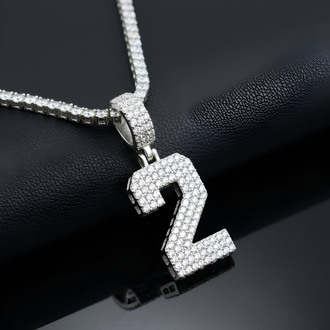 "0-9 " Round Style Numbers Charm with Moissanite Diamond VVS D Color | 925 SILVER | PASS DIAMOND TESTER!!!