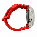 Iced Out Red G-Shock Moissanite Watch | 925 Silver or Brass Bezel
