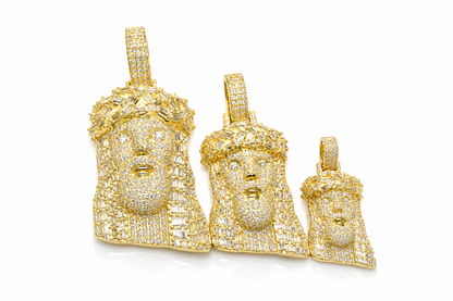 Moissanite Jesus Pendant Iced Out with 14K Gold Plating