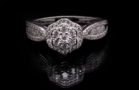 Women’s Moissanite Diamond VVS D Color Flower style ring | PASS DIAMOND TESTER!!!