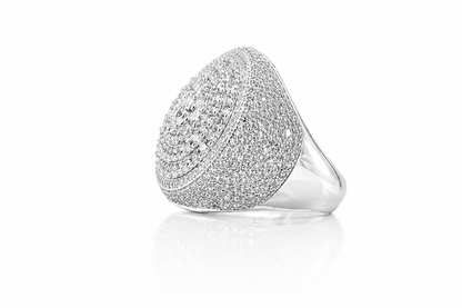 Mens Moissanite Double Halo Signet Ring 5.1CT Iced Out | GRA