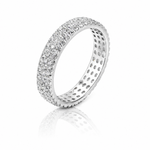 Moissanite 3-Row Full Eternity Pave Pinky Ring | GRA Certified featuring three rows of sparkling stones set in a polished band, designed for elegant everyday wear.