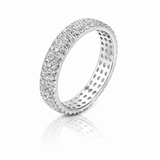 Moissanite 3-Row Full Eternity Pave Pinky Ring | GRA Certified featuring three rows of sparkling stones set in a polished band, designed for elegant everyday wear.