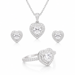 Women's moissanite 3-piece jewelry set ring earrings necklace VVS D color GRA certified 925 silver Atlanta