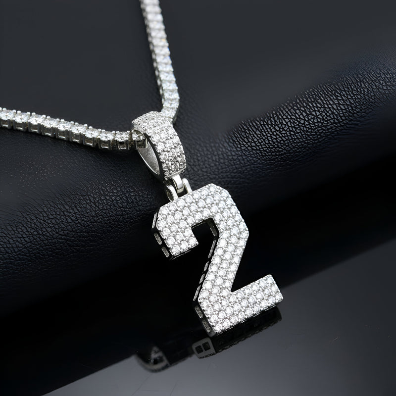 "0-9 " Round Style Numbers Charm with Moissanite Diamond VVS D Color | 925 SILVER | PASS DIAMOND TESTER!!!