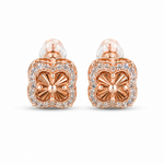 Rose gold moissanite clover stud earrings 1 carat 925 silver GRA certified