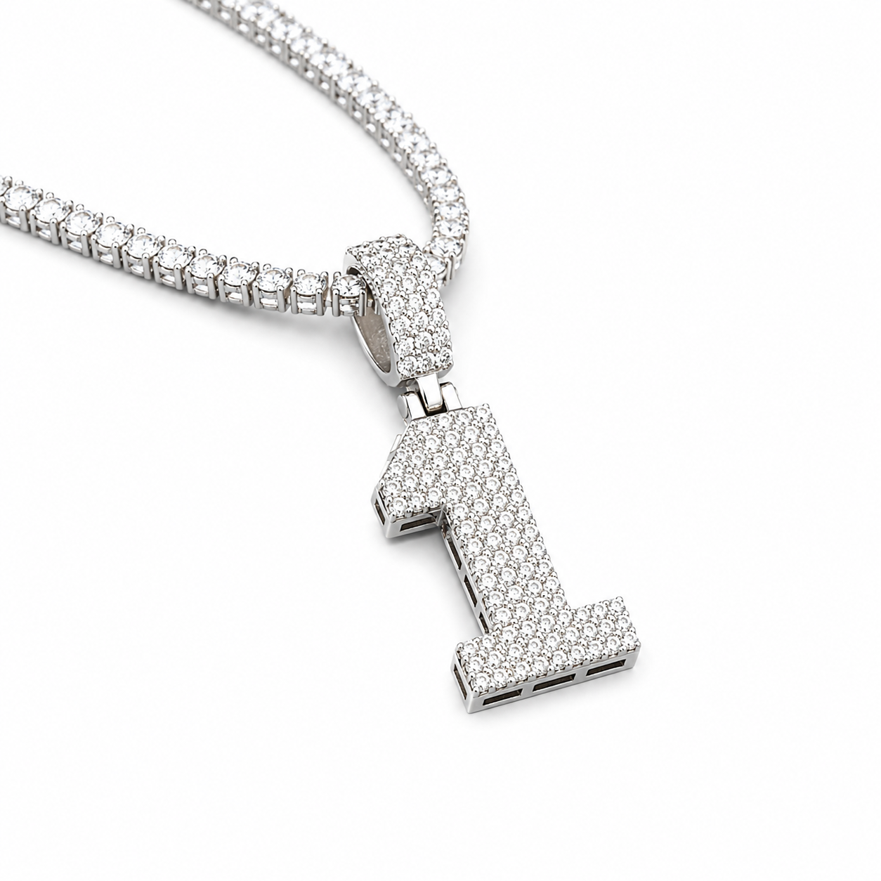 Moissanite iced out number charm pendant 0-9 VVS D color GRA certified 925 sterling silver Atlanta