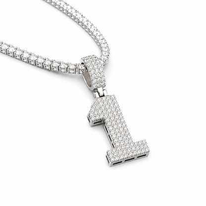 Moissanite iced out number charm pendant 0-9 VVS D color GRA certified 925 sterling silver Atlanta