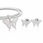 Moissanite butterfly necklace earrings set 3CT VVS D color GRA certified 925 silver women Atlanta Paradise Gems