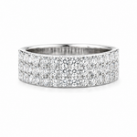 Mens Moissanite 3-Row Half Eternity Wedding Band 1.5CT | GRA, featuring multiple rows of sparkling moissanite stones set in a polished band for a refined and elegant look.