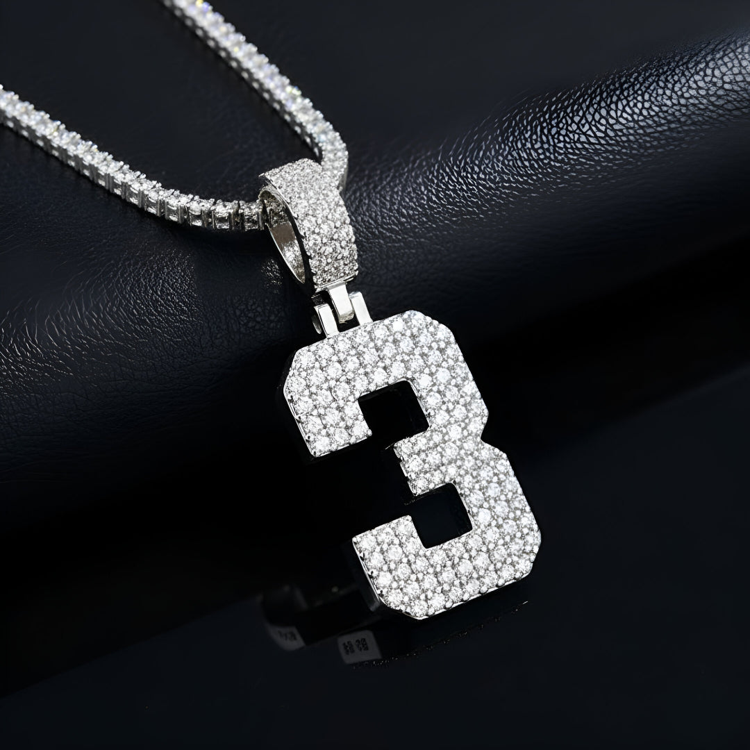 "0-9 " Round Style Numbers Charm with Moissanite Diamond VVS D Color | 925 SILVER | PASS DIAMOND TESTER!!!