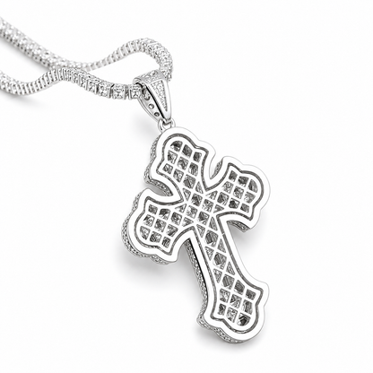 Moissanite Baguette Gothic Cross Pendant | 11ct VVS D Color | 925 Silver | Iced Out