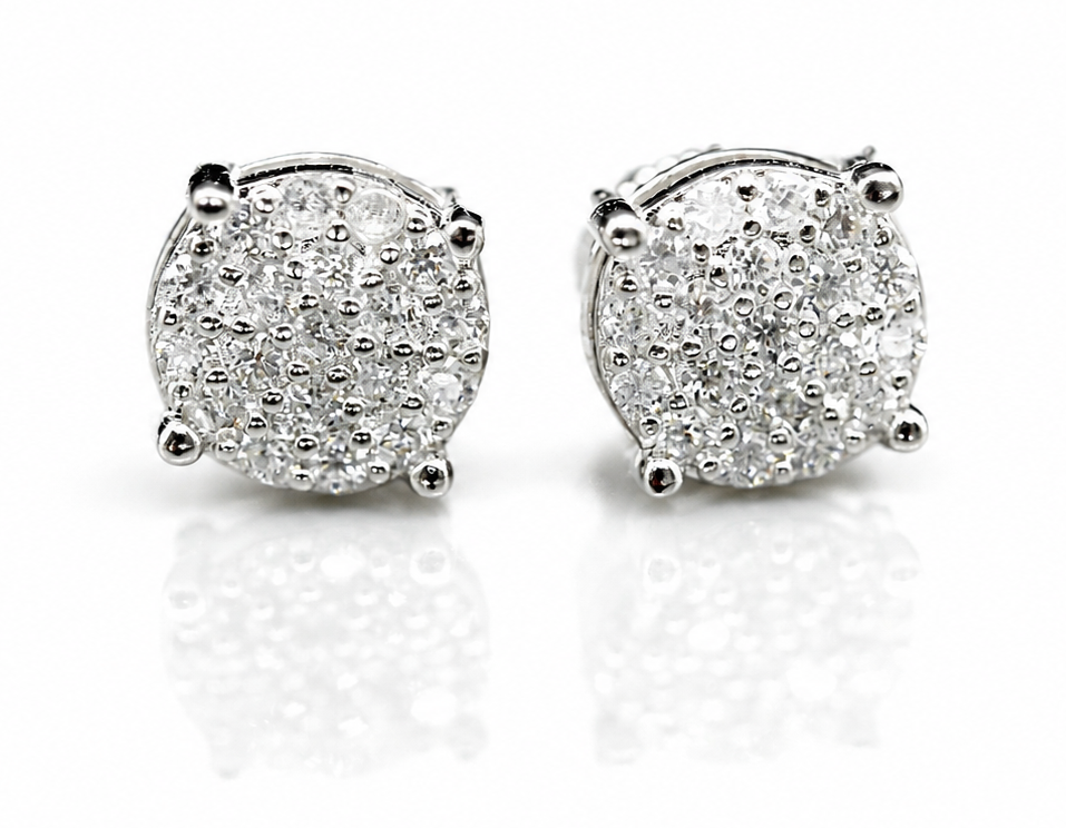 Moissanite halo stud earrings men women screw back VVS D color GRA certified 925 silver Atlanta Paradise Gems