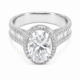 5 carat oval cut moissanite double halo engagement ring 925 sterling silver VVS D Color GRA certified passes diamond tester — Paradise Gems Atlanta