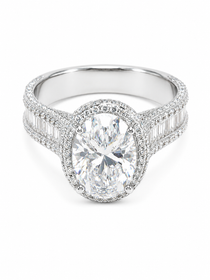 5 carat oval cut moissanite double halo engagement ring 925 sterling silver VVS D Color GRA certified passes diamond tester — Paradise Gems Atlanta