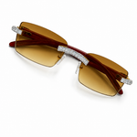 Moissanite iced out sunglasses brown gold frame VVS D Color 925 sterling silver passes diamond tester Paradise Gems Atlanta
