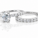Moissanite Half Eternity Wedding Ring Set for Women – 4.5CT VVS1 D Color | 925 Sterling Silver 18K Gold Plated | GRA Certified