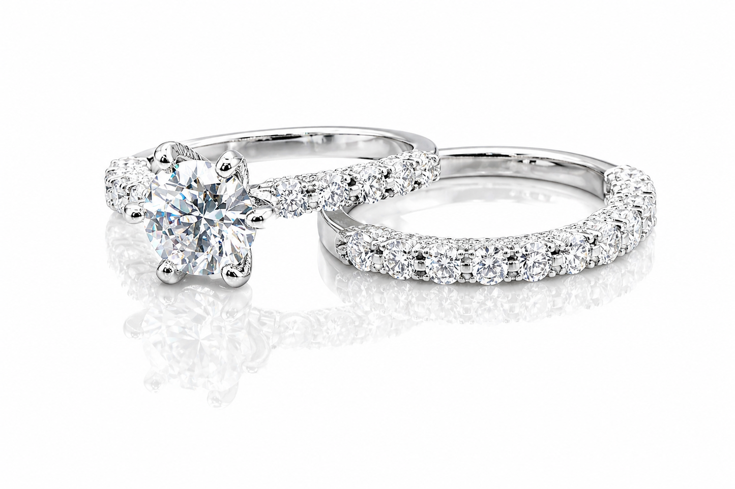Moissanite Half Eternity Wedding Ring Set for Women – 4.5CT VVS1 D Color | 925 Sterling Silver 18K Gold Plated | GRA Certified