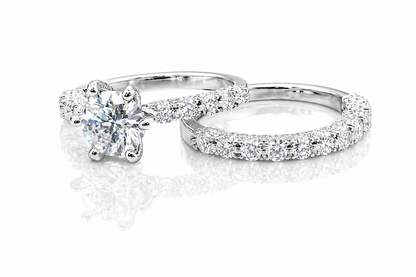 Moissanite Half Eternity Wedding Ring Set for Women – 4.5CT VVS1 D Color | 925 Sterling Silver 18K Gold Plated | GRA Certified