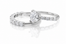 Moissanite Half Eternity Wedding Ring Set for Women – 4.5CT VVS1 D Color | 925 Sterling Silver 18K Gold Plated | GRA Certified