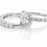 Moissanite Half Eternity Wedding Ring Set for Women – 4.5CT VVS1 D Color | 925 Sterling Silver 18K Gold Plated | GRA Certified