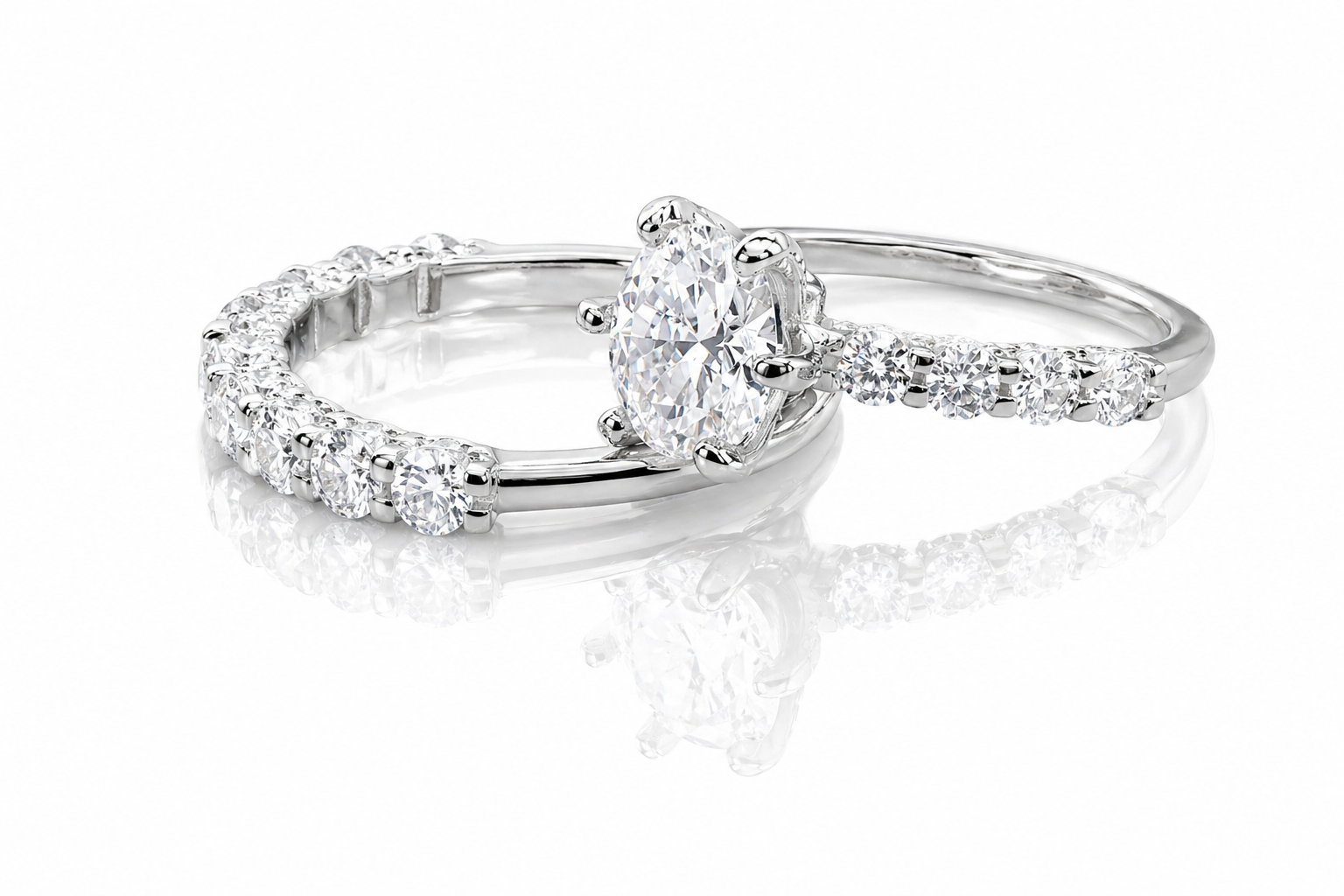 Moissanite Half Eternity Wedding Ring Set for Women – 4.5CT VVS1 D Color | 925 Sterling Silver 18K Gold Plated | GRA Certified