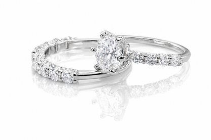 Moissanite Half Eternity Wedding Ring Set for Women – 4.5CT VVS1 D Color | 925 Sterling Silver 18K Gold Plated | GRA Certified