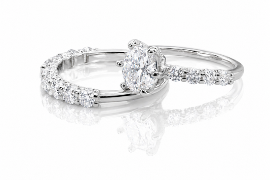 Moissanite Half Eternity Wedding Ring Set for Women – 4.5CT VVS1 D Color | 925 Sterling Silver 18K Gold Plated | GRA Certified