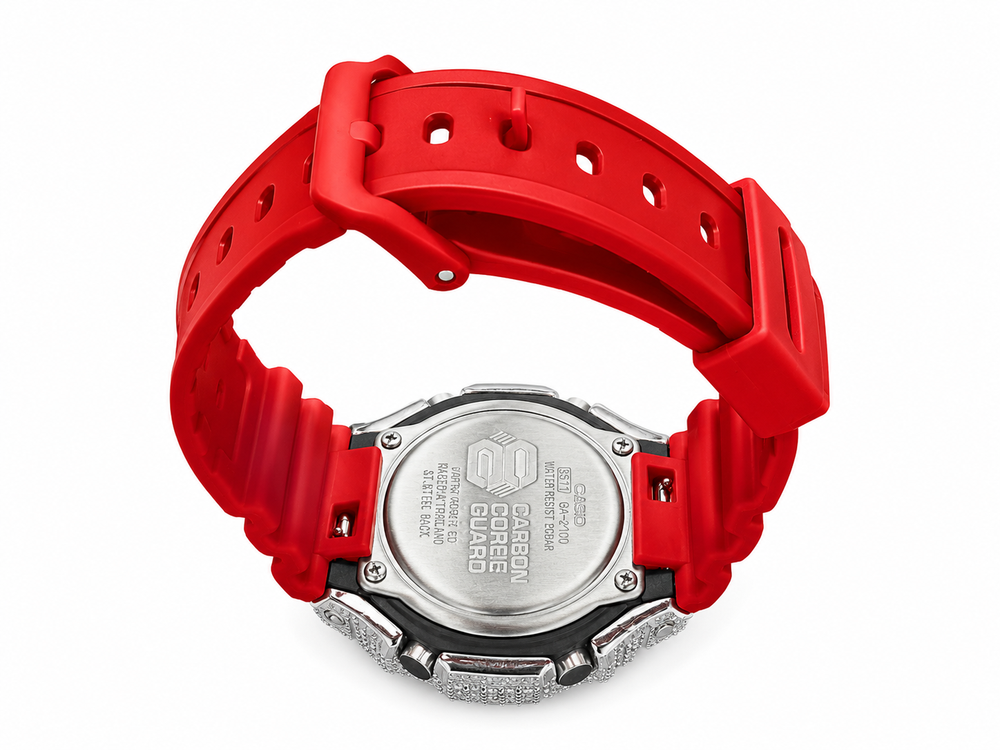 Side view of Red G-Shock Moissanite Watch bezel