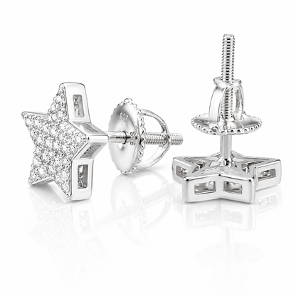 Moissanite Star Stud Earrings for Men Women — VVS D Color GRA Certified 925 Sterling Silver