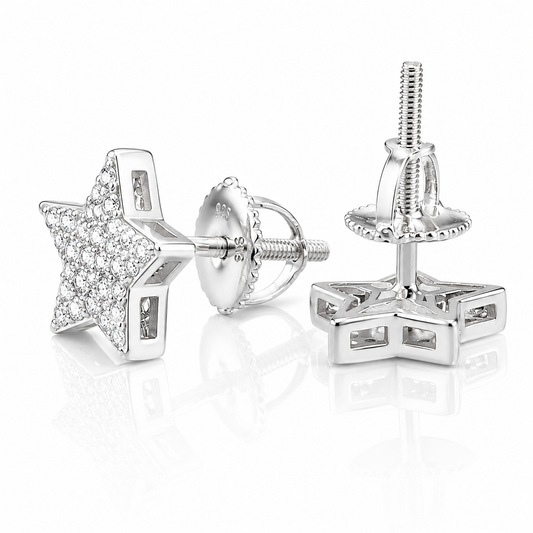Moissanite Star Stud Earrings Men & Women