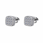 Moissanite square cluster stud earrings 8.5MM screw back VVS D color GRA certified 925 silver Atlanta