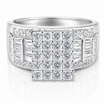 Princess Cut Moissanite Cinderella Ring 2CT | GRA Certified showcasing a sparkling cluster of princess cut stones set in a polished band with additional side accents.
