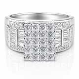 Princess Cut Moissanite Cinderella Ring 2CT | GRA Certified showcasing a sparkling cluster of princess cut stones set in a polished band with additional side accents.