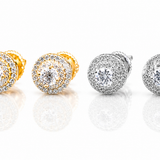Moissanite Double Pave Halo Earrings 9MM