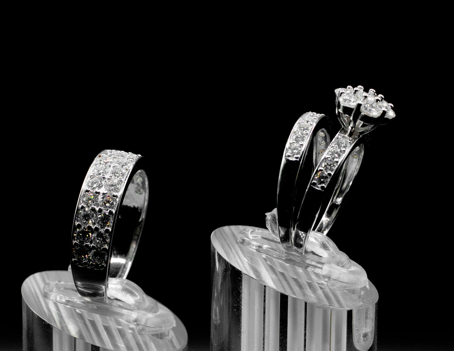 Trio Wedding Set Moissanite Diamond VVS D Color His & Hers 3 Pieces, | PASSES DIAMOND TESTER!!!