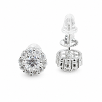 Moissanite halo stud earrings 1CT 9.5MM screw back VVS D color GRA certified 925 silver Atlanta Paradise Gems