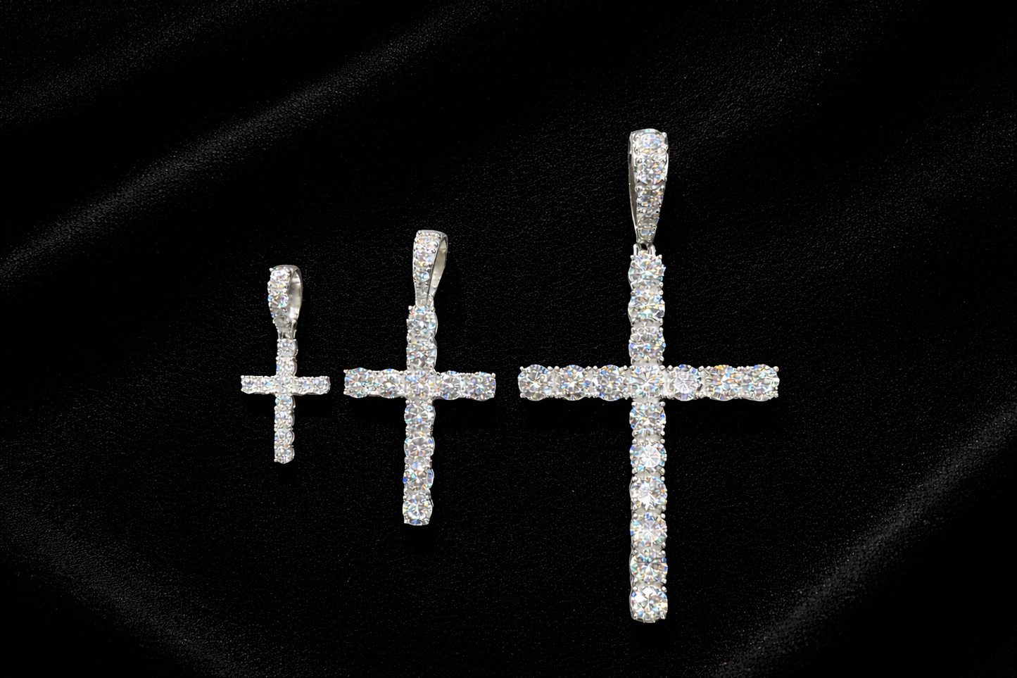Moissanite Cross Pendant Fully Iced | VVS D Color Colorless | 925 Sterling Silver