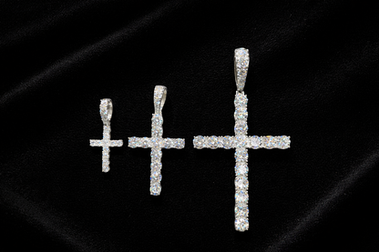 Moissanite Cross Pendant Fully Iced | VVS D Color Colorless | 925 Sterling Silver