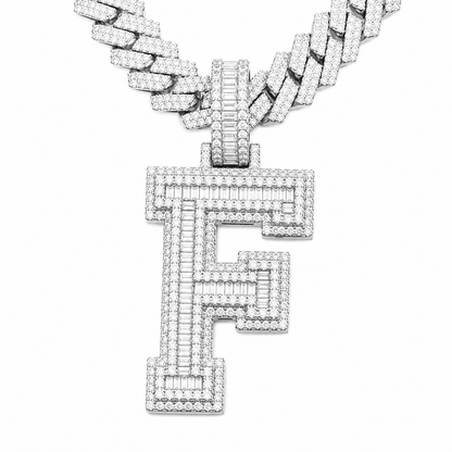 Moissanite Baguette Letter Pendant A-Z | 3.50ct VVS D Color | 925 Silver | Iced Out