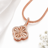 Moissanite clover necklace rose gold GRA certified close up