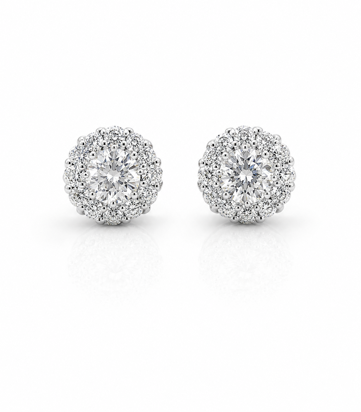 1 CT- DEW 9.5MM Moissanite Halo Stud Earrings with Screw-Back 925 silver GRA Certified