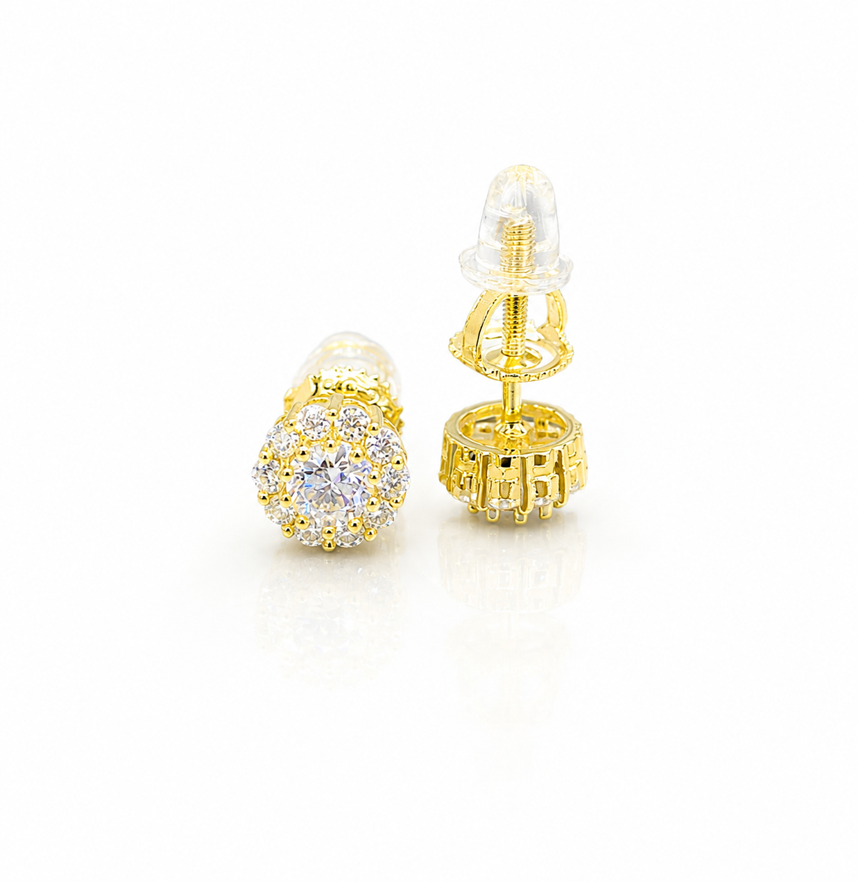 1 CT- DEW 9.5MM Moissanite Halo Stud Earrings with Screw-Back 925 silver GRA Certified