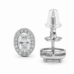 Moissanite oval halo stud earrings 1.5ct VVS D Color 8.5MM 925 sterling silver GRA certified from The Paradise Gems Atlanta