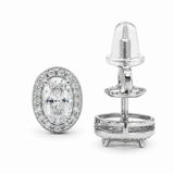 Moissanite oval halo stud earrings 1.5ct VVS D Color 8.5MM 925 sterling silver GRA certified from The Paradise Gems Atlanta